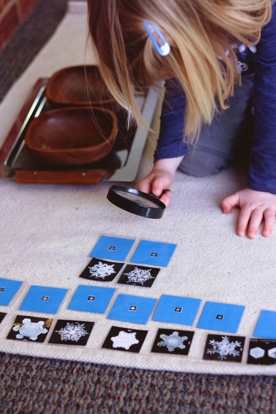Montessori snowflake matching work